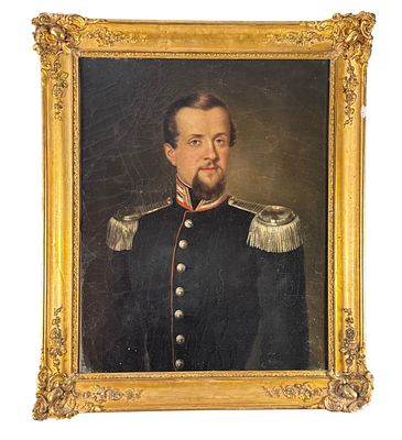 SCUOLA EUROPEA - Portrait of a Military Officer. Oil painting on canvas, 19th century, European 