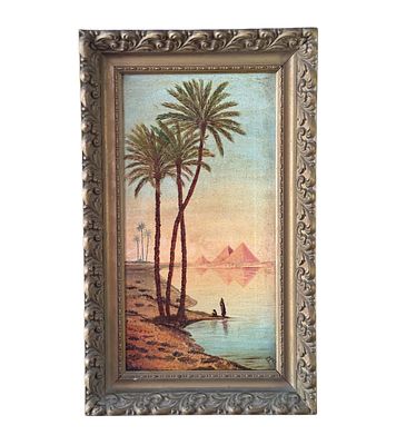 UNIDENTIFIED SIGNATURE - Oriental landscape. Oil on canvas painting, early 20th century, European 