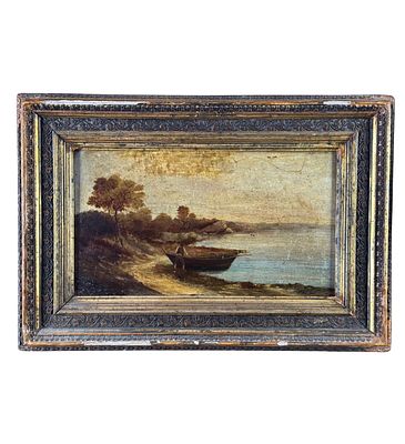 UNIDENTIFIED SIGNATURE - Seascape. Oil on panel painting, 18th/19th century, Italian school 