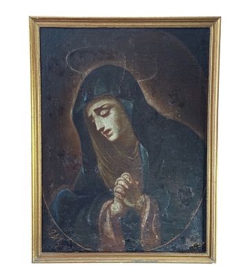 SCUOLA ITALIANA - Our Lady of Sorrows. Oil painting on canvas, 18th century, Italian school 