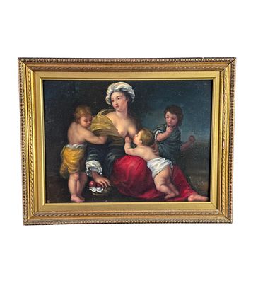 ANONIMO - Biblical scene. Oil painting on panel by an academic painter from the early 20th century 