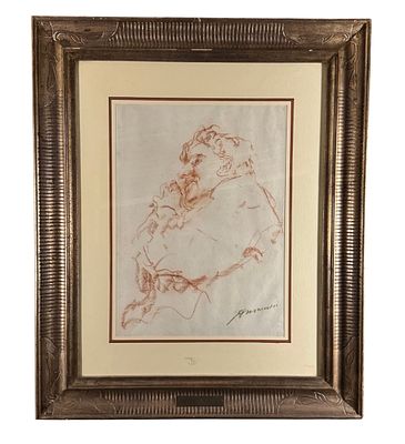 Antonio Mancini - Self-portrait - Antonio Mancini. Drawing on paper, early 20th-century period 