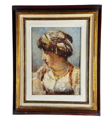 A. Brancaccio - Profile of a woman - A. Brancaccio. Oil on canvas, 20th-century period, Italian 