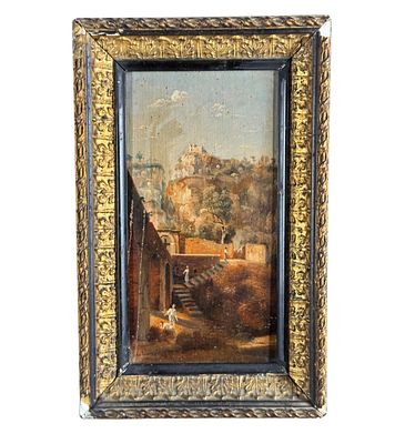 Viviani - Landscape with figures - Viviani. Oil painting on panel, late 19th/early 20th century 