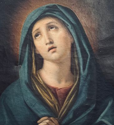 ANONIMO - Mary Magdalene in ecstasy. Oil painting on canvas, 19th century, Italian school depicting 