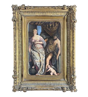 ANONIMO - Biblical Scene. Oil painting on panel, late 19th/early 20th century, Italian school 