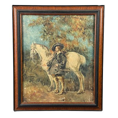 UNIDENTIFIED SIGNATURE - Musketeer. Watercolor painting on paper, 19th century period, European 