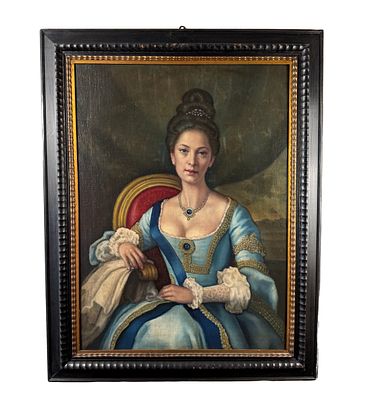 ANONIMO - Noblewoman. Oil painting on canvas, 20th century, Italian school, depicting a portrait of 