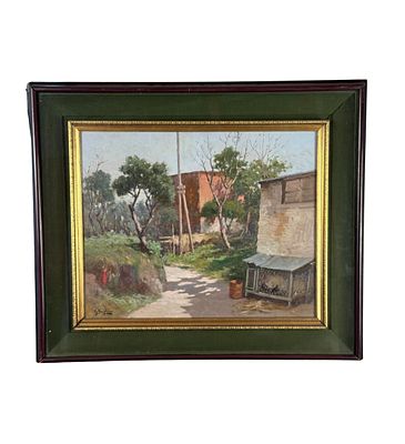 Guglielmo Migliore - Countryside farmhouse - Guglielmo Migliore. Oil on panel painting, 20th 