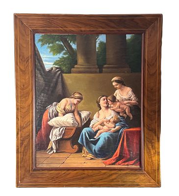 SCUOLA ITALIANA - Biblical scene. Oil on canvas mounted on panel, 19th/20th century, Italian school 