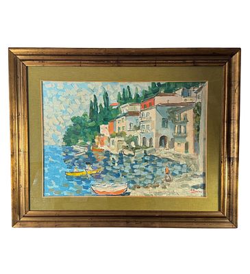 A. Romino - Seaside view - A. Romino. Oil on canvas painting, 20th-century Italian school 
