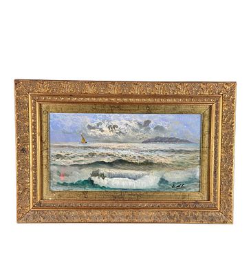 UNIDENTIFIED SIGNATURE - Stormy sea. Oil on board painting, 20th century, Italian school, depicting 