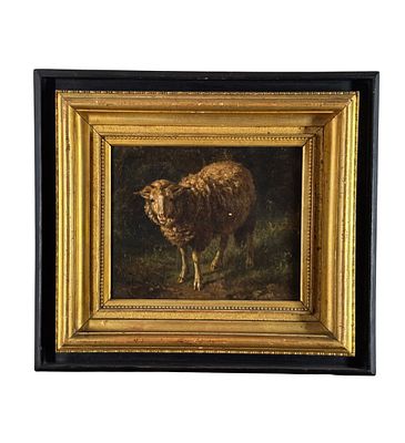 Ambito Fratelli Palizzi - Sheep. Oil painting on canvas, 19th century, Italian school, depicting a 