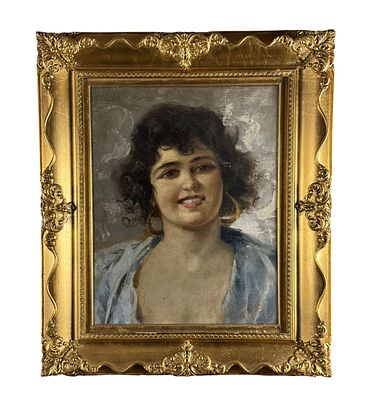 FORTUNATO FONTANA - Portrait of a young woman - FORTUNATO FONTANA. Oil painting on canvas, 20th 