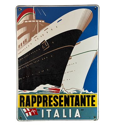 Original enamel sign of Italian representation, produced by the Perego Smalteria of Trezzo 