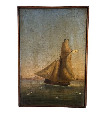 ANONIMO - Sailing Ship. Oil painting on canvas, 19th/20th-century period, Italian school, depicting 