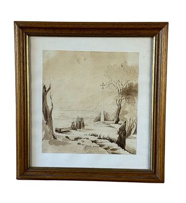 Giacinto Gigante - Convent on the Bay - Giacinto Gigante (1806–1876). Watercolor on paper 