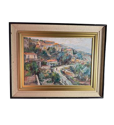NICOLA CANZANELLA - Landscape with houses - NICOLA CANZANELLA. Oil painting on canvas, 20th century 