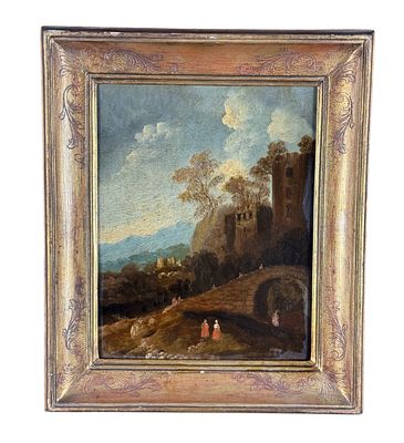 Lerains - Landscape - Lerains. Oil painting on copper plate, late 18th/early 19th century, Italian 