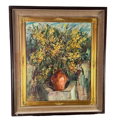NICOLA CANZANELLA - Flowers - NICOLA CANZANELLA. Oil painting on board, 20th-century period 