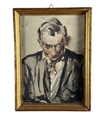 G. Cuocolo - Male portrait - G. Cuocolo. Watercolor painting on paper, 20th century period, Italian 