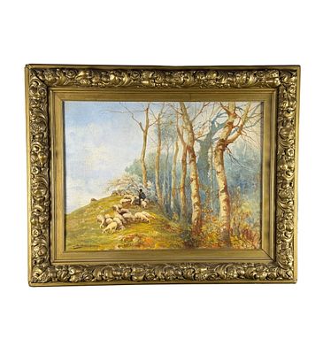 Bevilacqua - Ligurian Landscape with Shepherd and Flock - Bevilacqua. Oil painting on canvas, 20th 