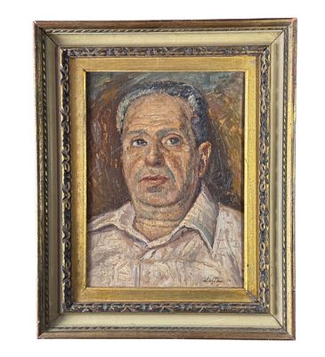 UNIDENTIFIED SIGNATURE - Male Portrait. Oil painting on panel, 20th century period, Italian school 