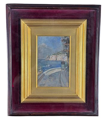 G. Villani - Glimpse of the coast - G. Villani. Oil painting on cardboard, 20th century, Italian 