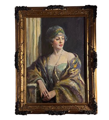 ANONIMO - Ritratto di donna. Dipinto olio su tela, periodo XX secolo, scuola Italiana raffigurante 