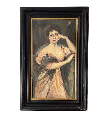 ANONIMO - Ritratto di donna. Dipinto olio su tela, periodo XX secolo, scuola Italiana raffigurante 