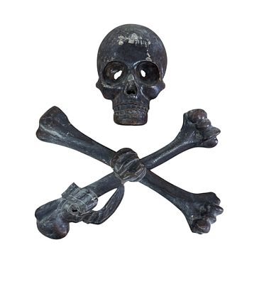 Teschio. Scultura in legno in noce massello e intagliato, periodo XIX secolo raffigurante 