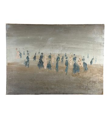 UNIDENTIFIED SIGNATURE - Personaggi. Dipinto olio su tela applicata su pannello, periodo XX secolo 