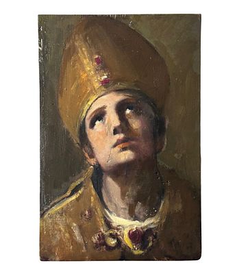 ANONIMO - San Gennaro. Dipinto olio su tavola, periodo XX secolo, scuola Italiana raffigurante San 
