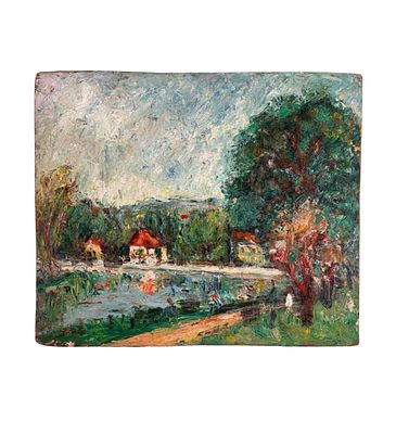 UNIDENTIFIED SIGNATURE - Paesaggio. Dipinto olio su pannello, periodo XX secolo, scuola Italiana 
