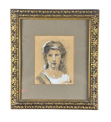 ACHILLE VIANELLI - Ritratto di donna - Vianelli. Disegno su carta, periodo XX secolo scuola 