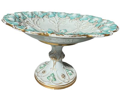 MEISSEN PORCELAIN PEDESTAL COMPOTE APPROX 10". *For ALTERNATIVE SHIPPING QUOTES, please visit 