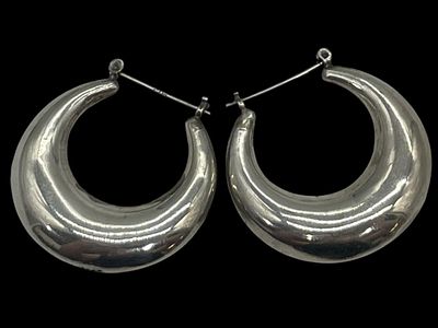 14K WHITE GOLD HOLLOW-WARE LARGE HOOP EARRINGS 10G. *For ALTERNATIVE SHIPPING QUOTES or local 