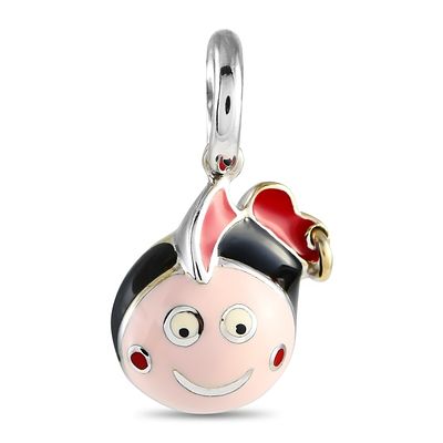 AARON BASHA 18K WHITE GOLD ENAMEL DIAMOND GIRL CHA. *SPECIAL SHIPPING on Luxury Jewelry READ 