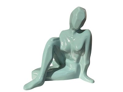 CELADON GLAZE ABSTRACT NUDE FIGURE SCULPTURE 10". MODERN CELADON GLAZED ABSTRACT NUDE FIGURE 