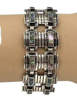 BETO ARTIST STERLING SILVER MOP INLAY BRACELET 42G. *For ALTERNATIVE SHIPPING QUOTES or local 