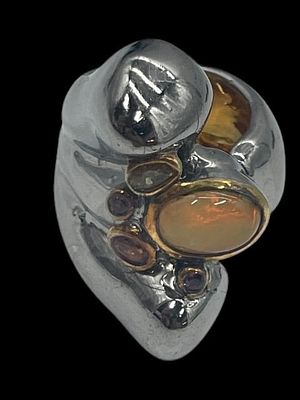 ARTISAN BOLD STERLING SILVER FIRE OPAL WRAP RING 6. *For ALTERNATIVE SHIPPING QUOTES or local 