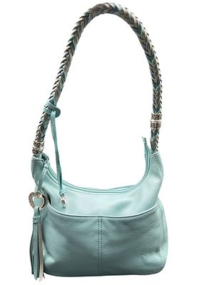 BRIGHTON SAGE LEATHER SHOULDER BAG BRAID STRAP 12". For ALTERNATE shipping quote or LOCAL 