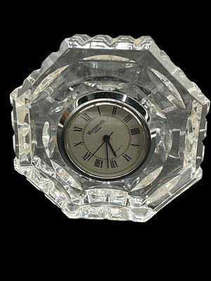 ELEGANT WATERFORD CRYSTAL QUARTZ DESK CLOCK 3". For ALTERNATE shipping quote or LOCAL PICK-UP 