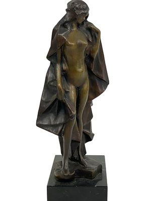 DECO STYLE BRONZE FEMALE FIGURAL SCULPTURE 8". -ART DECO STYLE BRONZE FEMALE FIGURAL SCULPTURE 