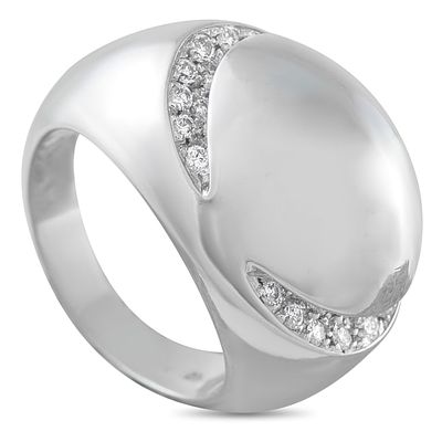 BVLGARI 18K WHITE GOLD DIAMOND DOME RING SIZE 7. A dramatic rounded design makes this Bvlgari 