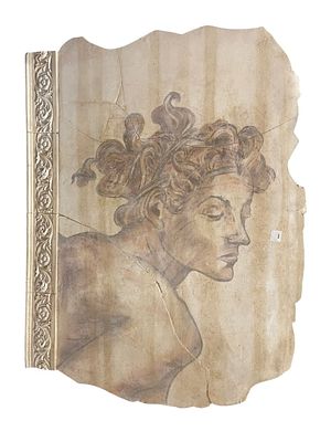 CLASSICAL ROMAN STYLE PLASTER WALL FRAGMENT 40". Decorative plaster wall art fragment featuring 