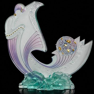 ERTE ART GLASS FIGURAL ART DECO SCULPTURE 22". Beautiful Ert&eacute; art glass sculpture featuring an 