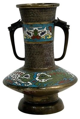 JAPANESE BRONZE ENAMEL CLOISSONE VASE MEIJI ERA. By bidding on this listing, you understand and 