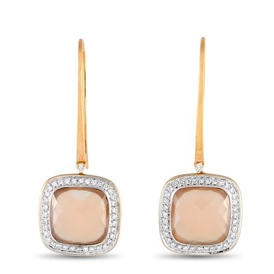CASATO 18K GOLD DIAMOND CHALCEDONY DROP EARRINGS. Add warmth and opulence to any ensemble with 