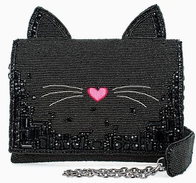 NEW MARY FRANCES KITTY COUTURE CAT CROSSBODY. Unleash your inner feline with this playful black 